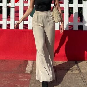 Elegant Cream Wide-Leg Pants